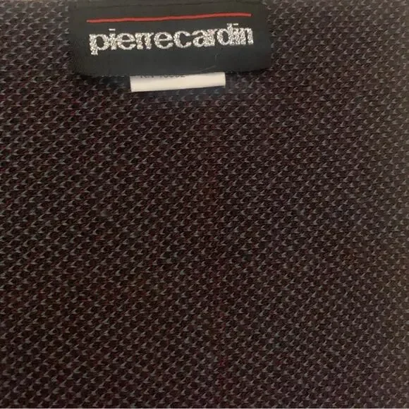 2/$30 Pierre Cardin Chevron Houndstooth Plaid Scarf Black Gray Burgundy Checks - Picture 6 of 8